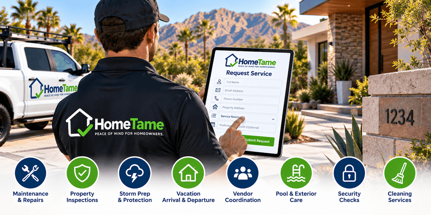 HomeTame professional reviewing a property service request