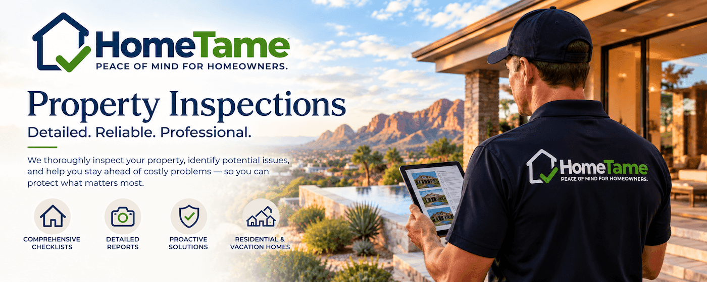 HomeTame property inspections with comprehensive checklists, detailed reports, proactive solutions, and care for residential and vacation homes
