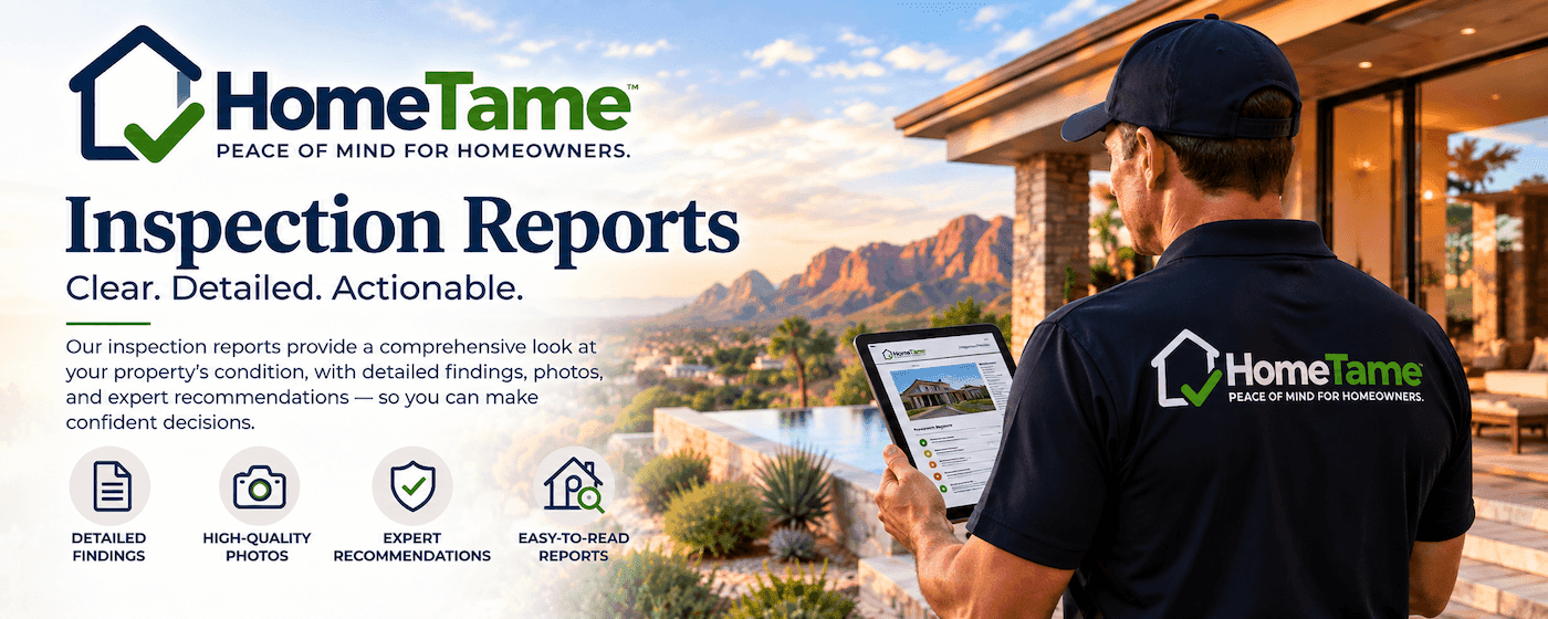 HomeTame inspection reports with detailed findings, high-quality photos, expert recommendations, and easy-to-read reports